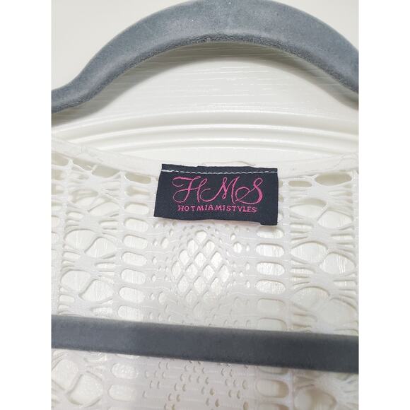 Hot Miami Styles HMS Sheer Mesh White Maxi Dress Swim Cover Up, Size Small - Picture 2 of 11